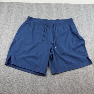 Crane Athletic Shorts Men's Large Blue Drawstring Pockets Stretch Performance